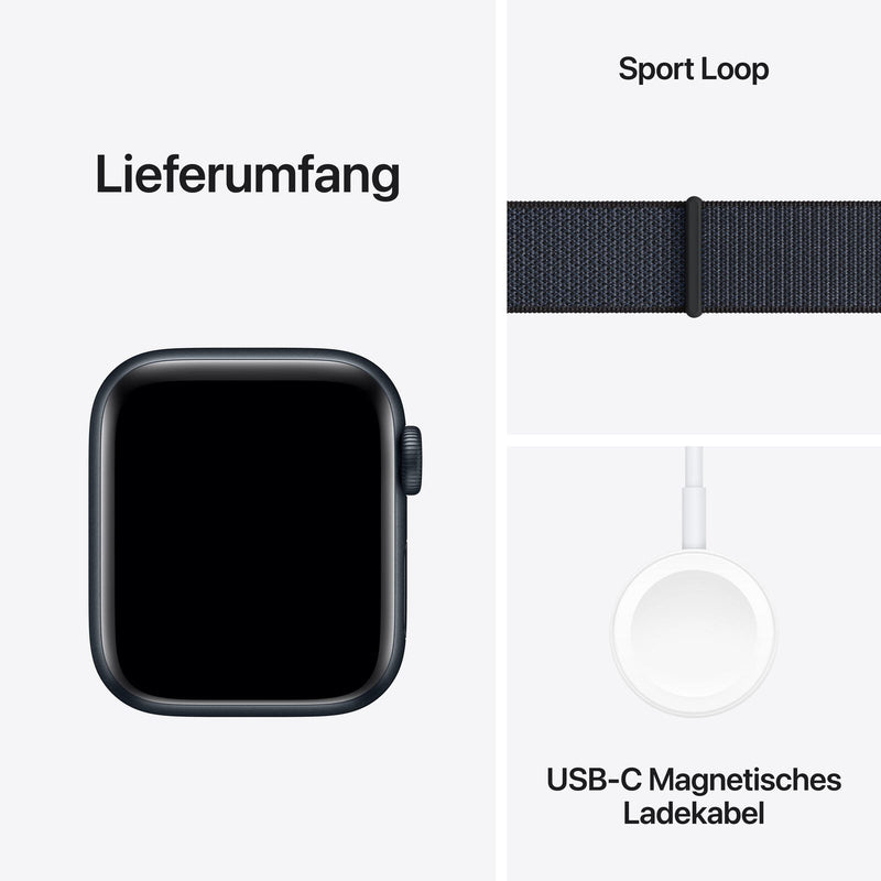 Apple Watch SE (GPS + Cellular) 40mm Aluminiumgehäuse mitternacht, Sport Loop Armband tinte