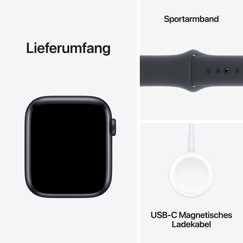 Apple Watch SE (GPS) 44mm Aluminiumgehäuse mitternacht, Sportarmband mitternacht (S/M)