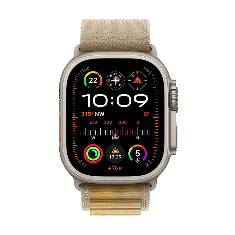 Apple Watch Ultra 2 Titanium (Cellular) 49mm Titaniumgehäuse natur, Alpine Loop Armband mandel (M)