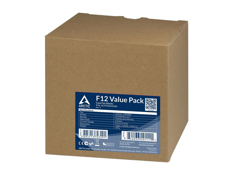 Arctic F12 - 5-pack value pack - Gehäuselüfter - 120mm - Schwarz - 22 dBA