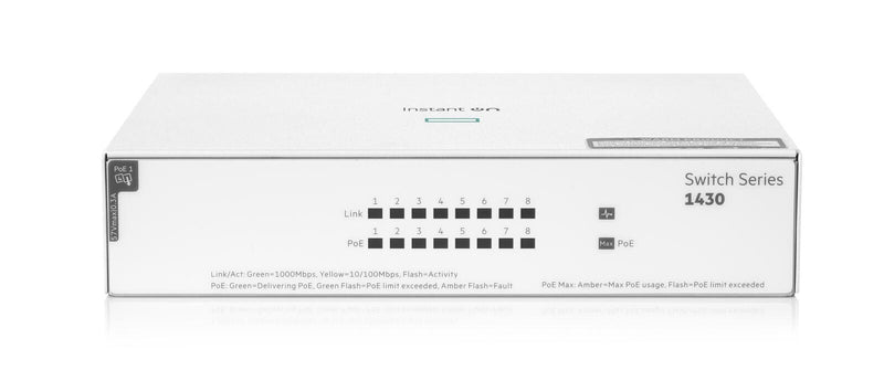 HPE Networking Instant On 1430 8G Class4 PoE 64W lüfterlos unmanaged Gigabit Switch EU (R8R46A)