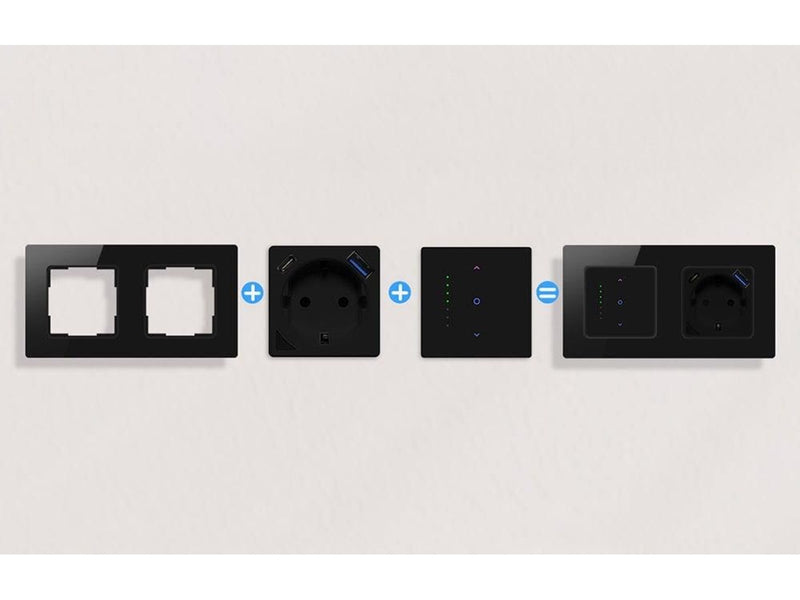 Avatto 2 Socket TS20 Light Switch Frame - Black