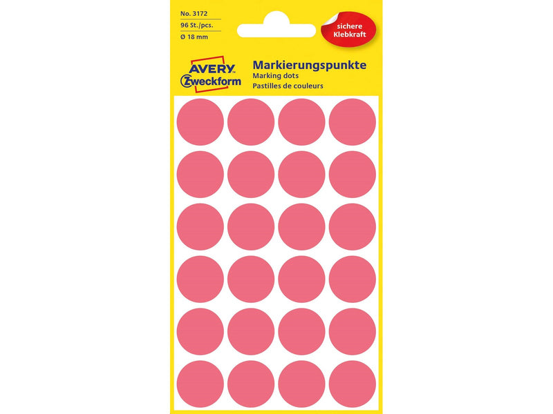 Avery Colour coding dots permanent neon red
