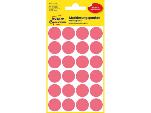 Avery Colour coding dots permanent neon red