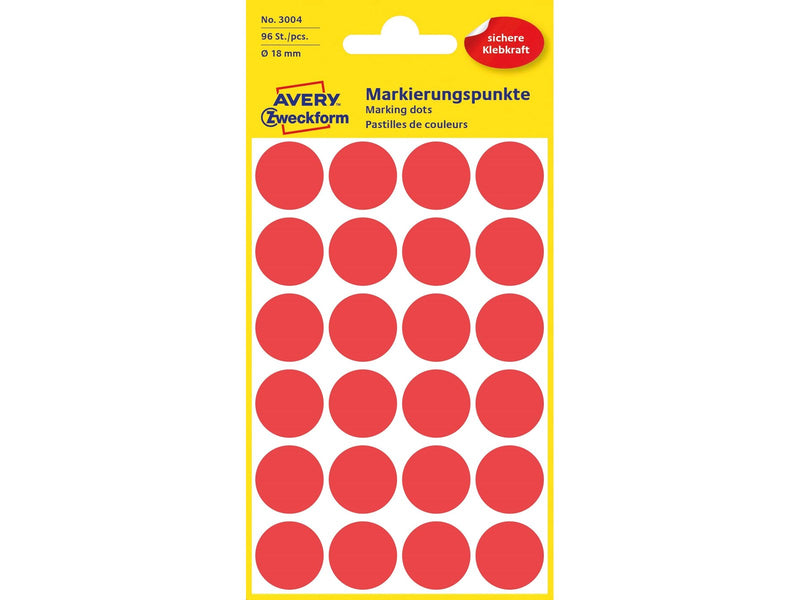 Avery Colour coding dots permanent red