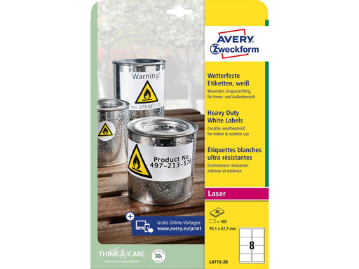 Avery Heavy duty labels white suitable for in- and outdoor use (-20oC to +80oC)