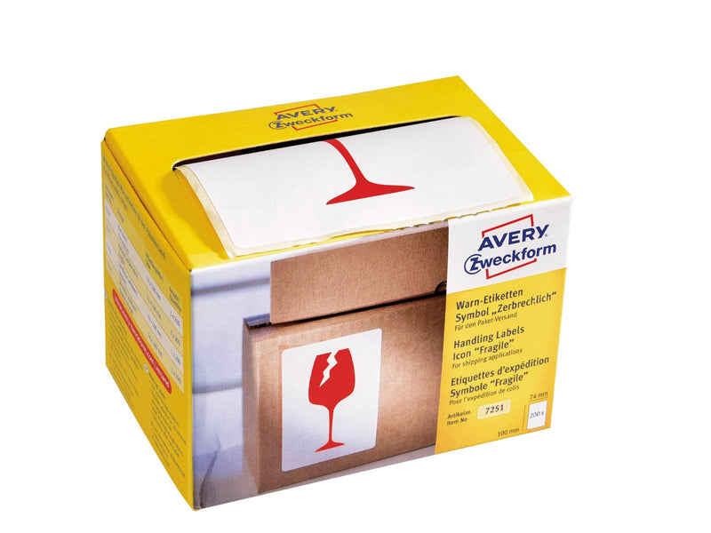 Avery Labels in dispenser pre-printed with "Fragile" paper material