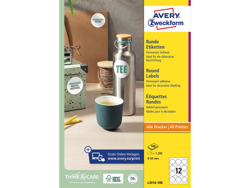 Avery Round labels white