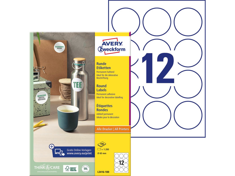 Avery Round labels white
