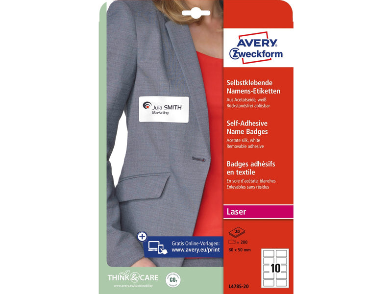 Avery Self adhesive name badges silk white