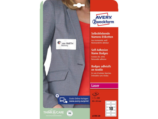 Avery Self adhesive name badges silk white