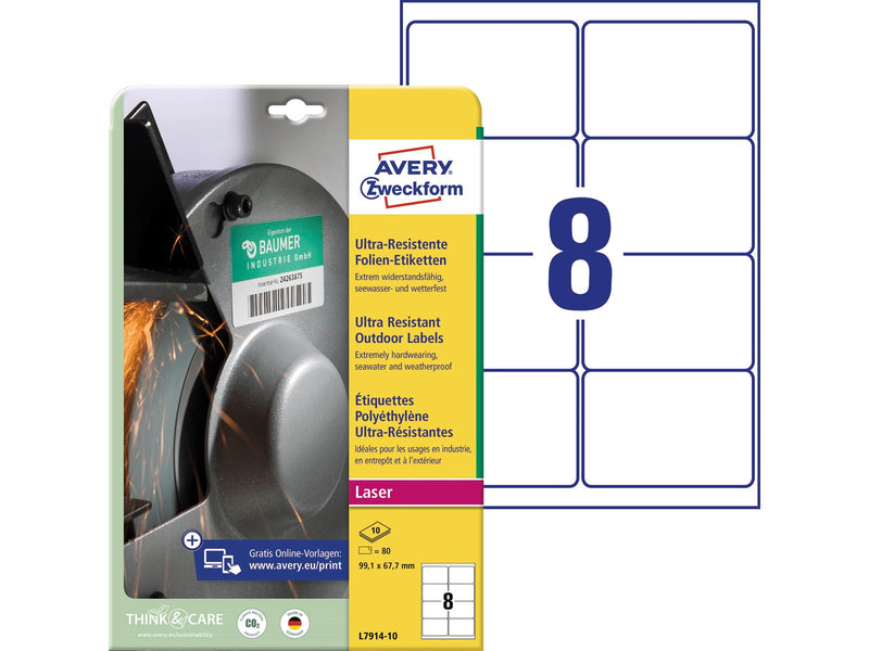 Avery Ultra Resistant Stretchable Labels White (-40oC to +150oC)