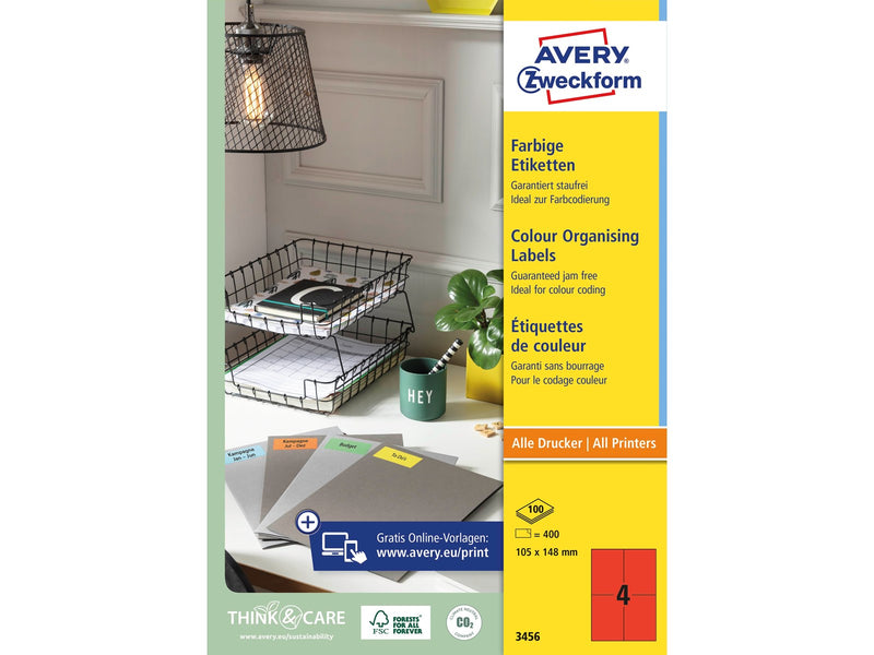 Avery Universal labels red