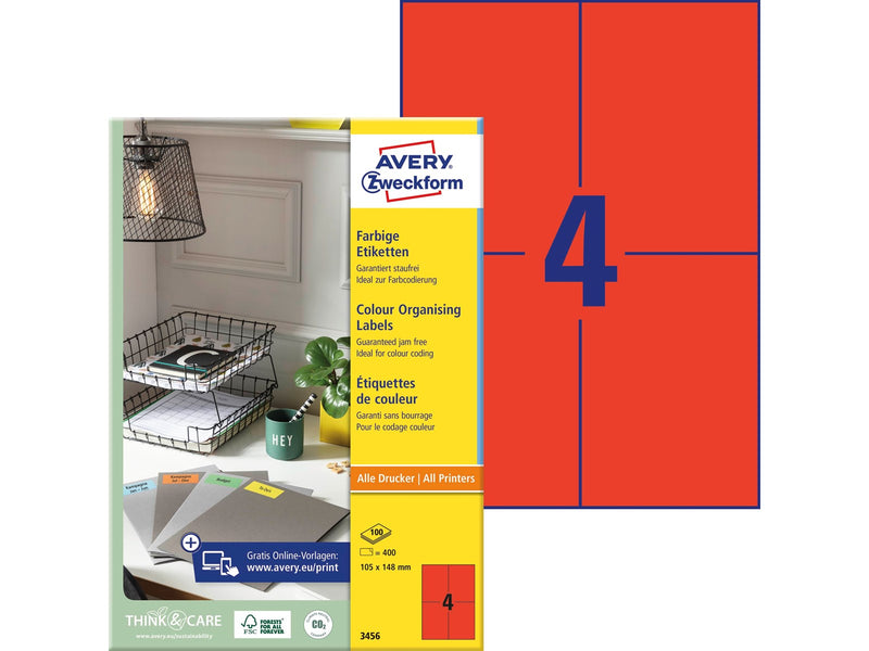 Avery Universal labels red
