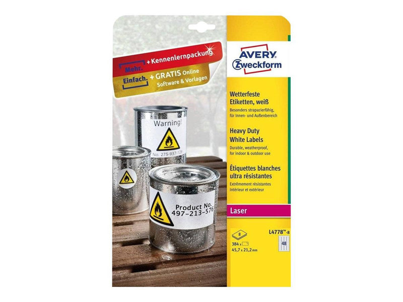 Avery Zweckform L4778-8 - labels - 384 label(s) - 45.7 x 21.2 mm