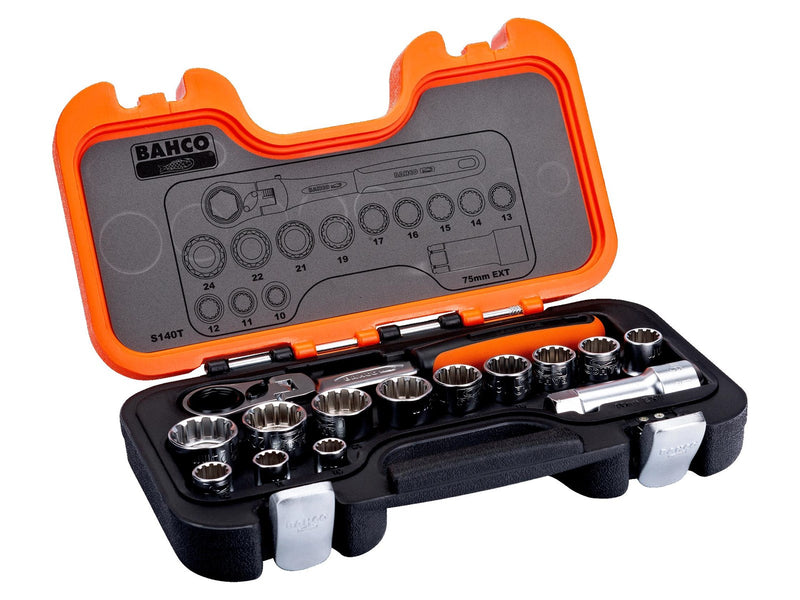 BAHCO socket set 1/2 14 pieces 10-24mm