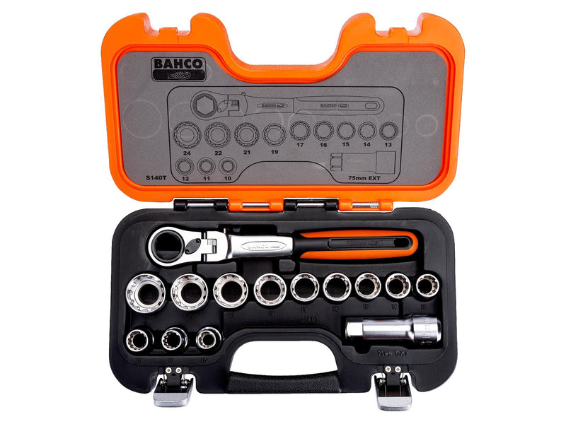 BAHCO socket set 1/2 14 pieces 10-24mm