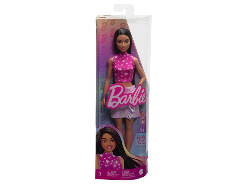 Barbie Fashionistas Doll #215 With Black Straight Hair & Iridescent Skirt