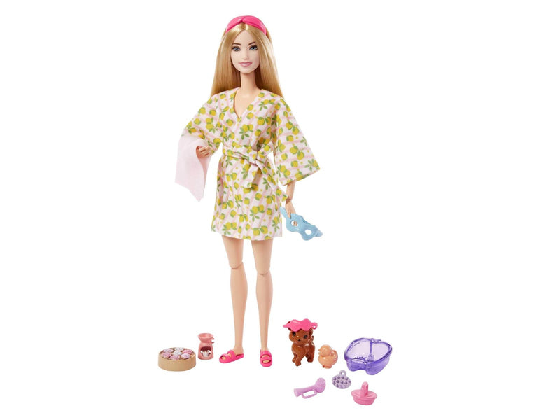 Barbie Fashionistas Doll with Puppy Kids Toys Self-Care Spa Day