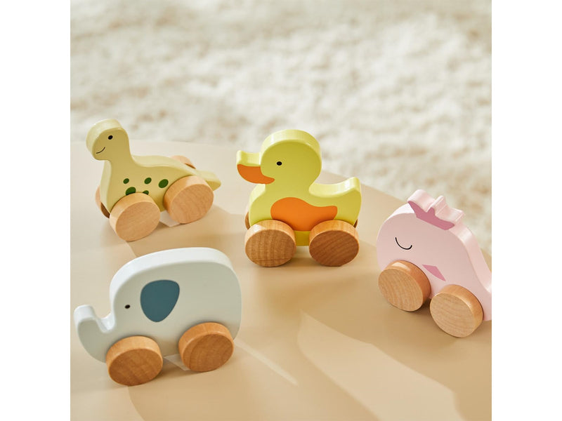 Barbo Baby Wooden Animals On Wheels - Elephant