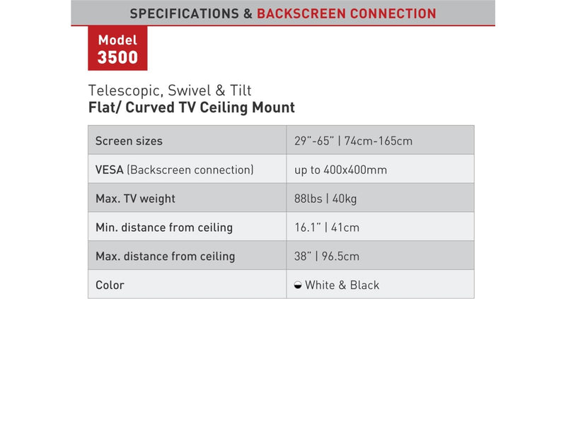 Barkan 3500 - Max 40 kg - recommended for 65"