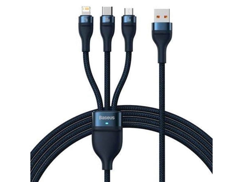 Baseus 3in1 USB cable  Flash Series USB-C + micro USB + Lightning 100W 1.2m (blue)