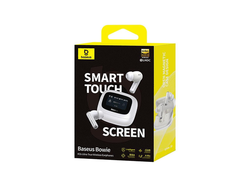 Baseus Bowie M2s Ultra TWS Wireless In-Ear Headphones with Interactive Screen - White