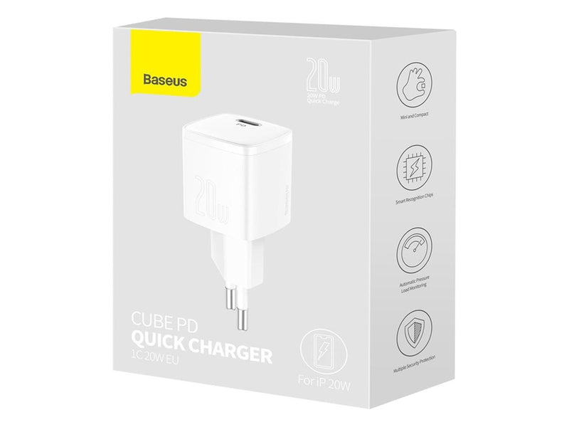 Baseus Cube 20W PD USB-C Wall Charger - White