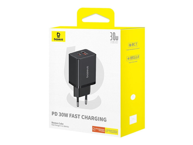 Baseus Cube Pro 30W USB-C USB-A Wall Charger - Black