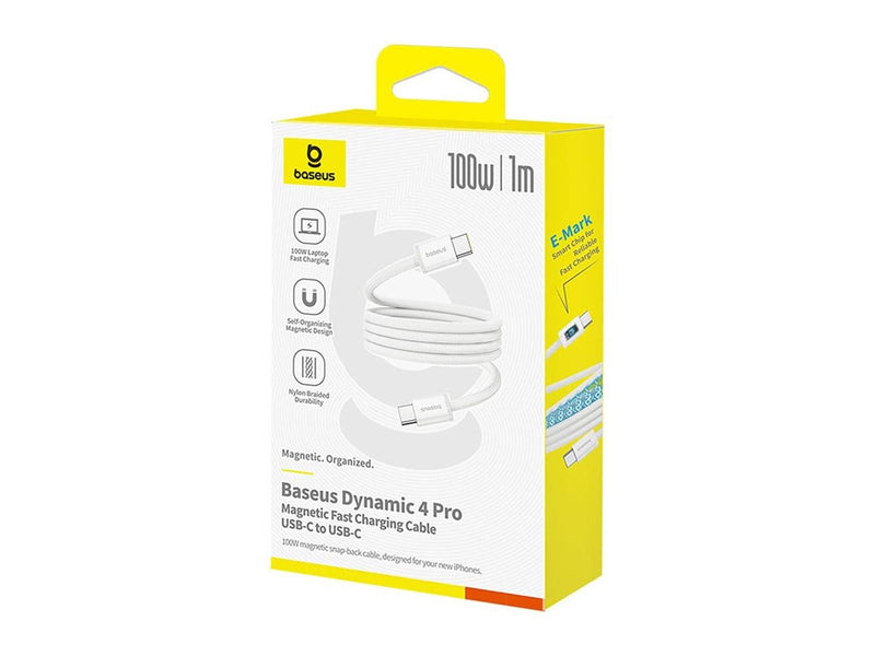 Baseus Dynamic 4 Pro 100W USB-C - USB-C Magnetic Cable 1m - White