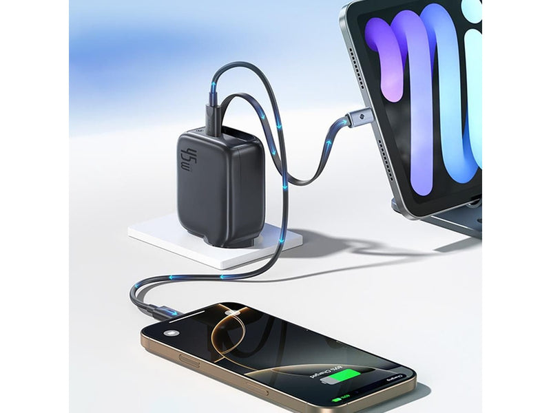 Baseus EnerCore CJ11 45W Wall Charger with USB-C Port and Retractable USB-C Cable - Black