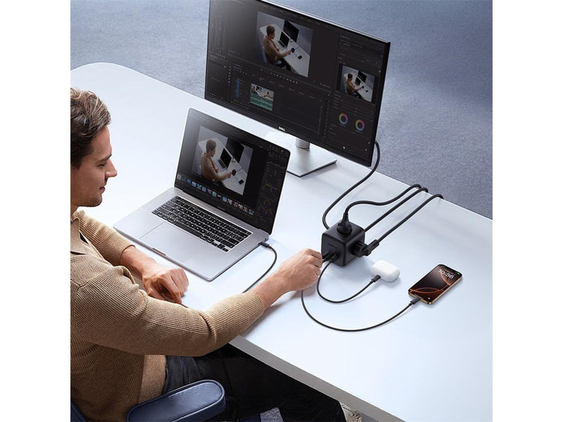 Baseus EnerFill FA11 67W Power Strip USB-A + USB-C Cube + 3 x EU Socket 1.5m - Black
