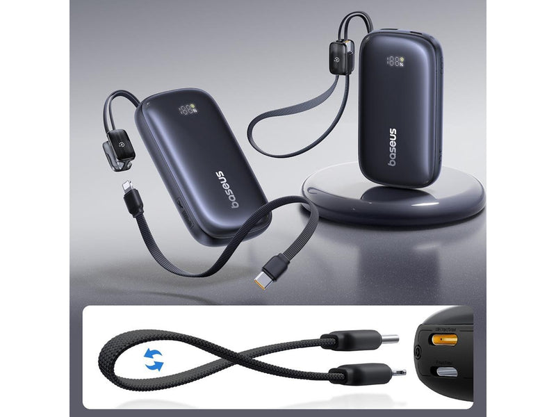 Baseus EnerFill FC21 QPow3 Ultra 10000mAh 22.5W Power Bank with Digital Display and Detachable Cable - Black - 10000 mAh