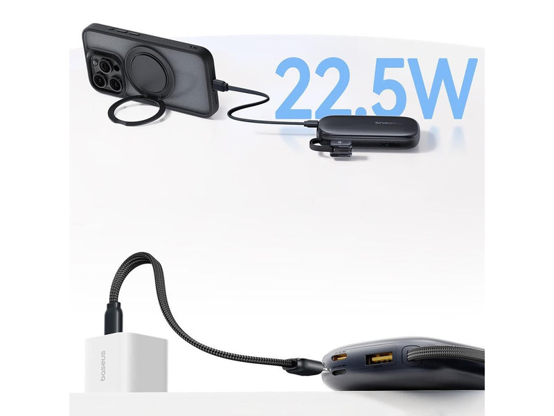 Baseus EnerFill FC21 QPow3 Ultra 10000mAh 22.5W Power Bank with Digital Display and Detachable Cable - Black - 10000 mAh