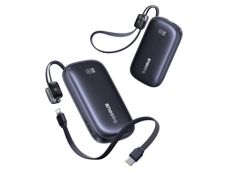 Baseus EnerFill FC21 Qpow 3 Ultra 10000mAh 45W Power Bank with Attached Lanyard Cable - Black - 10000 mAh