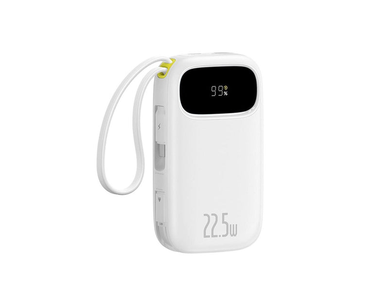 Baseus EnerFill FC31 10000mAh 22.5W Power Bank with Digital Display with 2 Built-in Cables - White - 10000 mAh