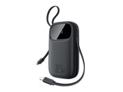 Baseus EnerFill FC31 10000mAh 22.5W Powerbank with Digital Display and 2 Built-in Cables (USB-C + Lightning) - Black - 10000 mAh