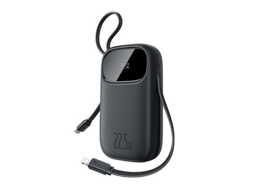 Baseus EnerFill FC31 10000mAh 22.5W Powerbank with Digital Display and 2 Built-in Cables (USB-C + Lightning) - Black - 10000 mAh