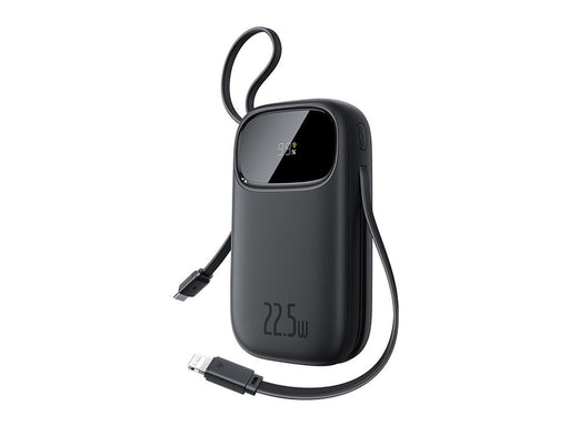 Baseus EnerFill FC31 20000mAh 22.5W Powerbank with Digital Display and 2 Built-in Cables (USB-C + Lightning) - Black - 20000 mAh