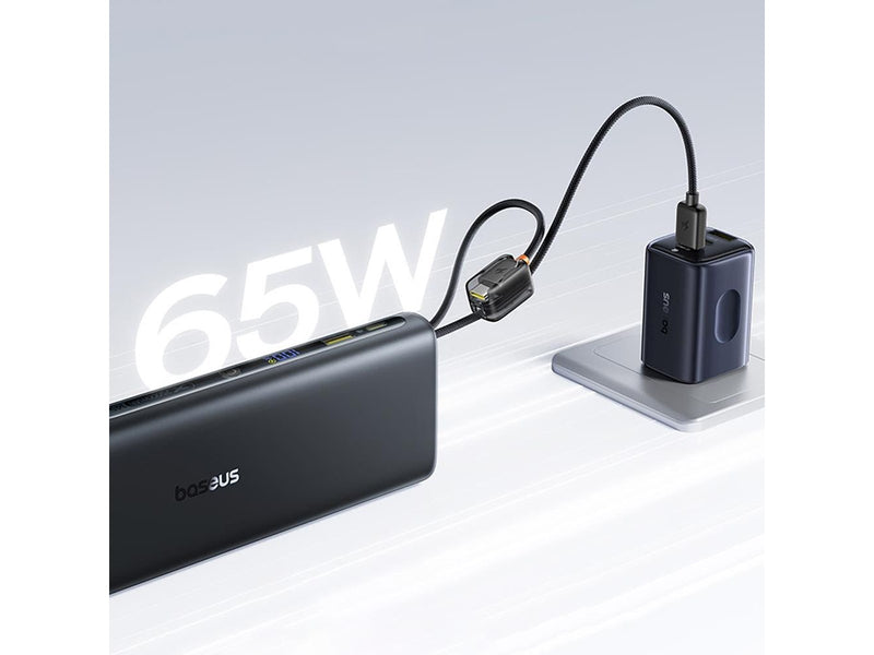 Baseus EnerFill FC41 25000mAh 145W Power Bank with Digital Display and Built-in Dual USB-C Cable - Black - 25000 mAh