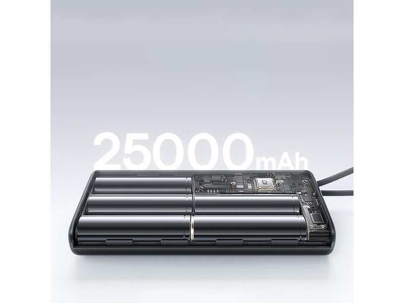 Baseus EnerFill FC41 25000mAh 145W Power Bank with Digital Display and Built-in Dual USB-C Cable - Black - 25000 mAh