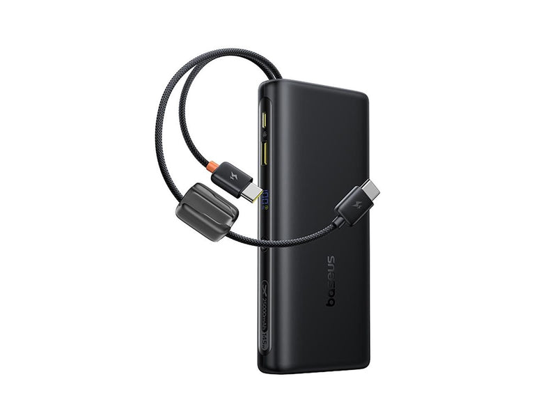 Baseus EnerFill FC41 25000mAh 145W Power Bank with Digital Display and Built-in Dual USB-C Cable - Black - 25000 mAh