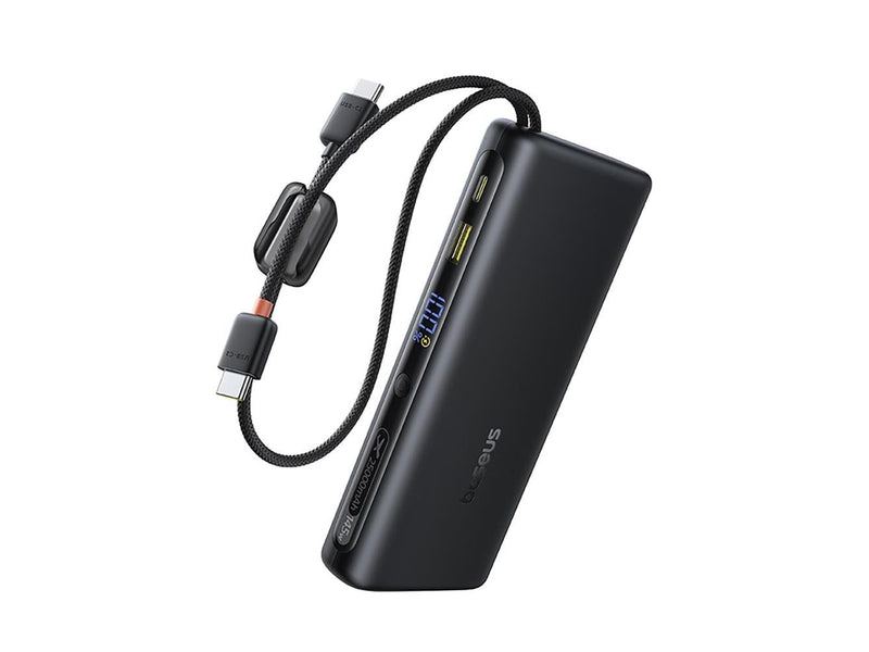 Baseus EnerFill FC41 25000mAh 145W Power Bank with Digital Display and Built-in Dual USB-C Cable - Black - 25000 mAh
