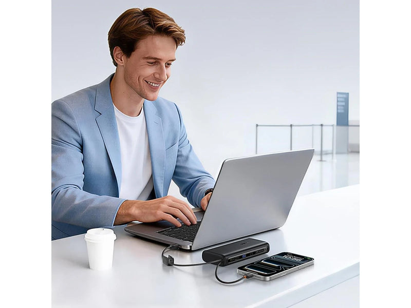 Baseus EnerFill FC41 25000mAh 145W Power Bank with Digital Display and Built-in Dual USB-C Cable - Black - 25000 mAh