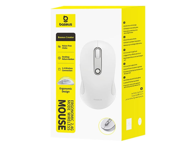 Baseus F02 Ergonomic Wireless Mouse USB 2.4GHz - White - (Weiß)