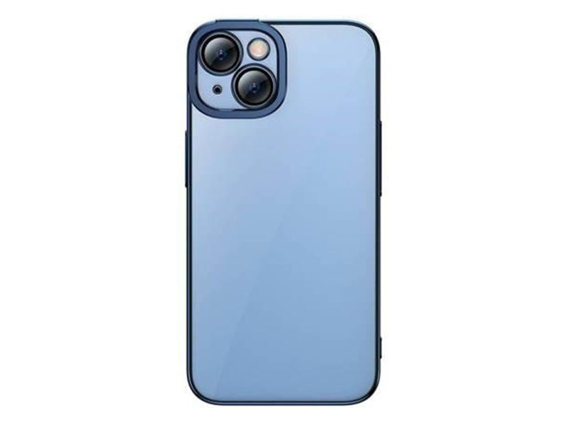 Baseus Glitter Transparent Case and Tempered Glass set for iPhone 14 Plus (blue)
