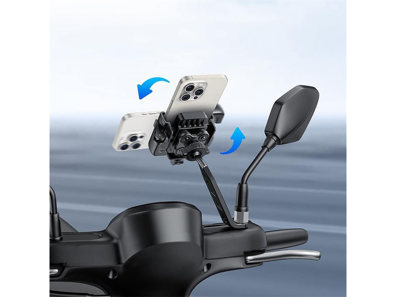 Baseus GoTrip Motorcycle Phone Holder for Mirror with Shock Absorption - Black