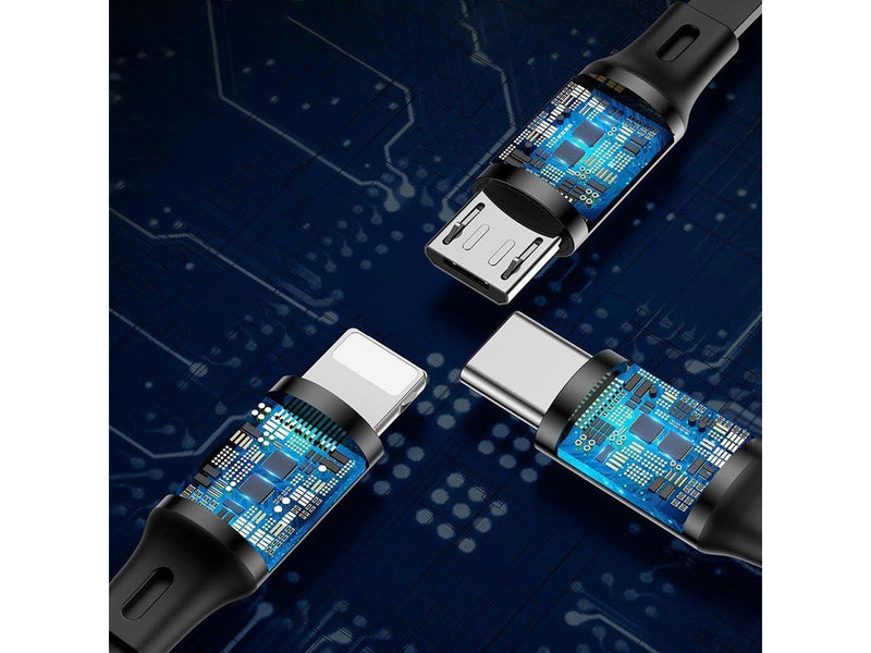 Baseus Golden Loop 3in1 extendable cable USB - micro USB / Lightning / USB-C 3.5A 35cm - 120cm black (CAMLT-JH01)