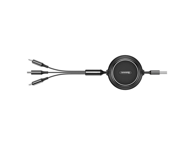 Baseus Golden Loop 3in1 extendable cable USB - micro USB / Lightning / USB-C 3.5A 35cm - 120cm black (CAMLT-JH01)