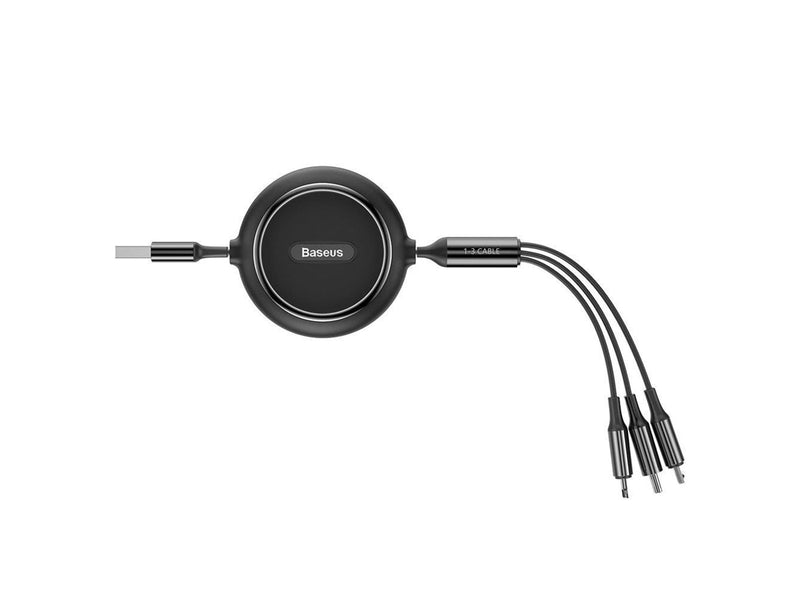 Baseus Golden Loop 3in1 extendable cable USB - micro USB / Lightning / USB-C 3.5A 35cm - 120cm black (CAMLT-JH01)